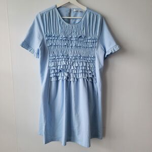 english factory mixed media ruffle detail dress size L